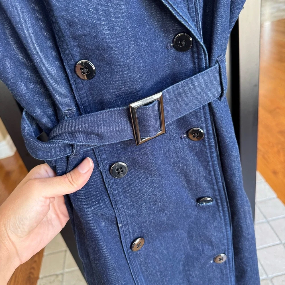 WHBM Denim Sleeveless Trench Dress Size 6 - Picture 5 of 5